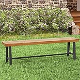 Toolsempire Outdoor Bench Garden Bench, 63" Backless Acacia Wood Bench with Heavy-Duty Metal Legs, Patio Dining Bench Front P