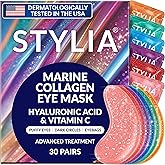 Under Eye Patches for Dark Circles and Puffy Eyes (30 Pairs), Marine Collagen Eye Mask for Puffiness with Vitamin C, Hyaluron