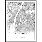 Skanndi New York Map Print, New York City NYC NY USA Map Art Poster, Modern Wall Art, Street Map Artwork 9x11