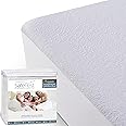 SafeRest 100% Waterproof California King Size Mattress Protector - Fitted with Stretchable Pockets - Machine Washable Cotton 