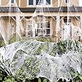 1400 sqft Halloween Spider Webs Decorations with 150 Extra Fake Spiders, Super Stretchy Cobwebs for Halloween Decor Indoor an