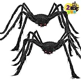 JOYIN 2 Pack 4 Ft Halloween Spider Decorations Outdoor, Halloween Giant Spiders Outside Decor, Large Spider with Adjustable L