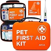 ARCA PET Dog First Aid Kit | Vet Approved Dog & Cat Emergency Supplies with Thermometer, Muzzle, Tick Removal, Flashlight, Mi