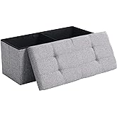 CUYOCA Storage Ottoman Bench Foldable Seat Footrest Shoe Bench End of Bed Storage with Flipping Lid, 75L Storage Space, 30 in