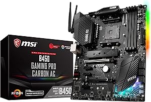 MSI Performance GAMING AMD Ryzen 1st and 2nd Gen AM4 M.2 USB 3 DDR4 HDMI Display Port WIFI Crossfire ATX Motherboard (B450 GAMING PRO CARBON AC)