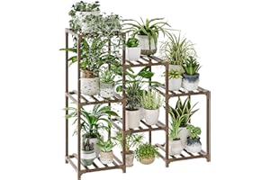 Bamworld Plant Stand Indoor Plant Shelf Outdoor Wood Plant Rack for Multiple Plants 3 Tiers Ladder Plant Holder for Living Ro