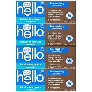 Hello Oral Care ADA Approved SLS Free Kids Fluoride Toothpaste, Blue Raspberry, 4.2 Ounce (Pack of 1)