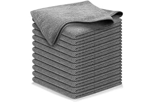 USANOOKS Microfiber Cleaning Cloth Grey - 12 Packs 12.6"x12.6" - High Performance - 1200 Washes, Ultra Absorbent Towels Weave