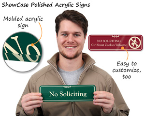 No Soliciting Showcase Door Signs