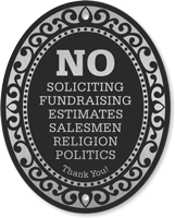 No Soliciting Thank You DiamondPlate Door Sign