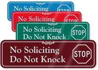 No Soliciting, Do Not Knock ShowCase™ Wall Sign