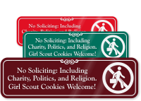 No Soliciting Charity Politics Engraved Sign