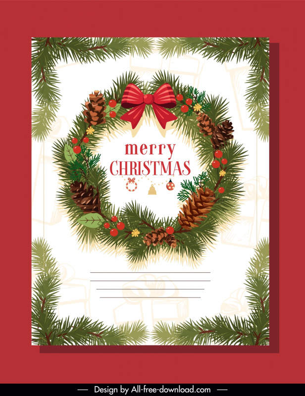 christmas card template elegant laurel wreath  