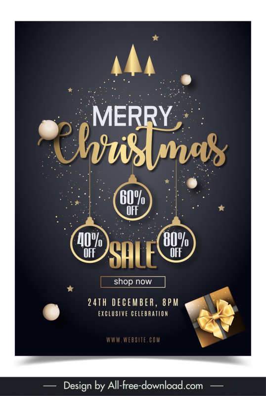 christmas sale poster  template elegant contrast 