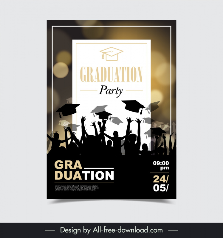 high school graduation party poster template dynamic silhouette  