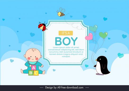 baby boy banner template cute cartoon design 