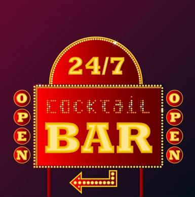 bar signboard template bright neon decoration