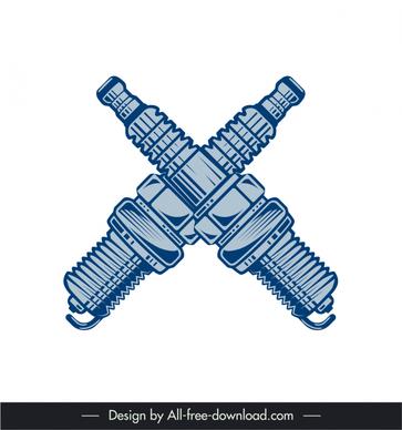 car repair design elements symmetric sparkling plugs sketch