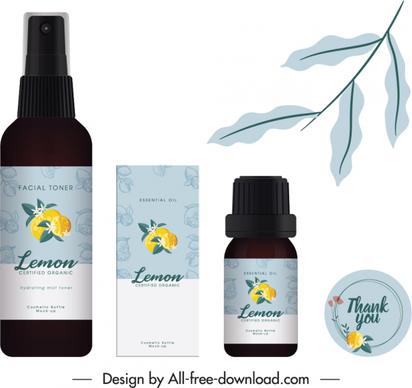 cosmetic label template elegant classic lemon fruit sketch