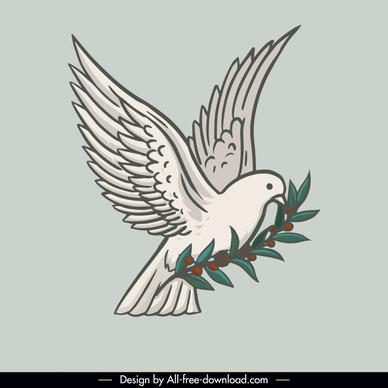 dove icon classical handdrawn outline