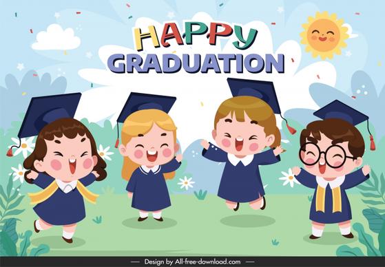 elementary graduation party backdrop  cute dynamic cartoon children 