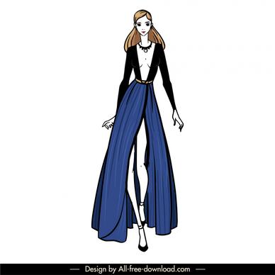 evening dresses template dynamic handdrawn cartoon