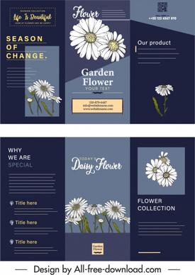 flowers leaflet template trifold shape elegant dark classic