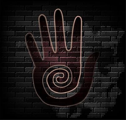 hand print brick wall background