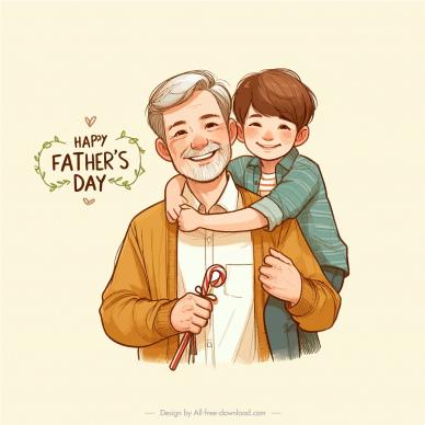 happy fathers day banner template cute handdrawn classic cartoon