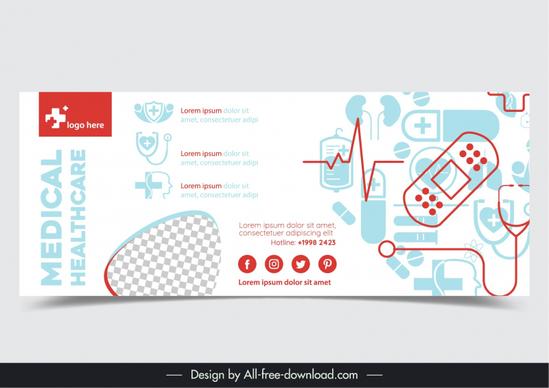  healthcare banner template flat medical elements