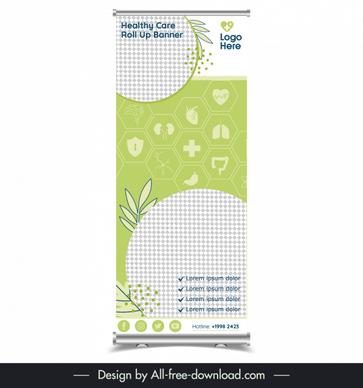 healthy care banner template roll up medical elements 