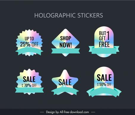 hologram labels templates collection modern different geometric shapes