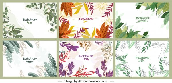 leaves background templates elegant classical handdrawn sketch