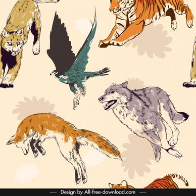 pattern animal template dynamic handdrawn retro design