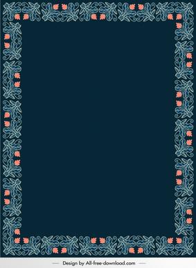 persian border template dark symmetric flowers design 