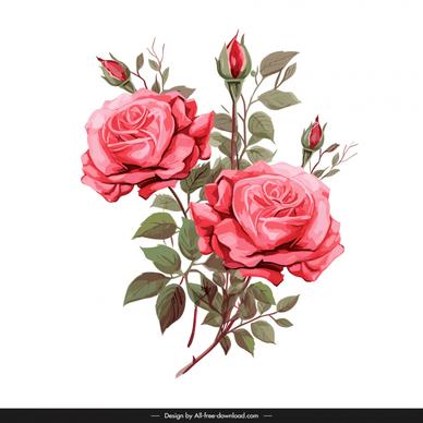 rose flower design elements elegant classic handdraw