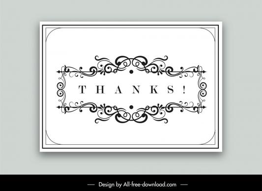 thank you card template elegant classic curves frame