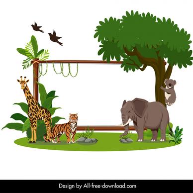 wildlife border template cartoon wild scene sketch