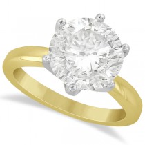 Round Solitaire Moissanite Engagement Ring 14K Yellow Gold 3.00ctw