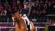 La Britannique Charlotte Dujardin sur son cheval lors du dressage aux JO de Tokyo en 2021