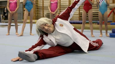 Agnes Keleti, quintuple championne olympique de gymnastique, à Budapest en 2016