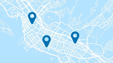 Photo of multiple location on a map