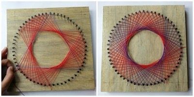 How to make string art. Diy Rainbow Spirograph String Art - Step 7