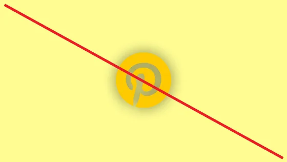 Strike-through of a gray Pinterest logo circled in a shadowed orange on a light yellow background