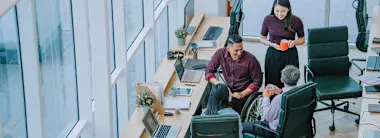 Diverse workers taking a break