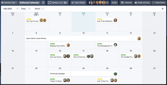 An image showing Calendar view of a Trello board