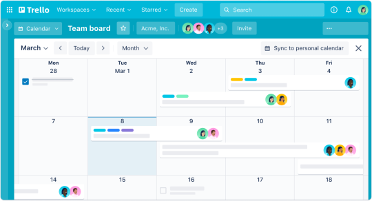 Illustrazione che mostra la vista Calendario di una bacheca Trello