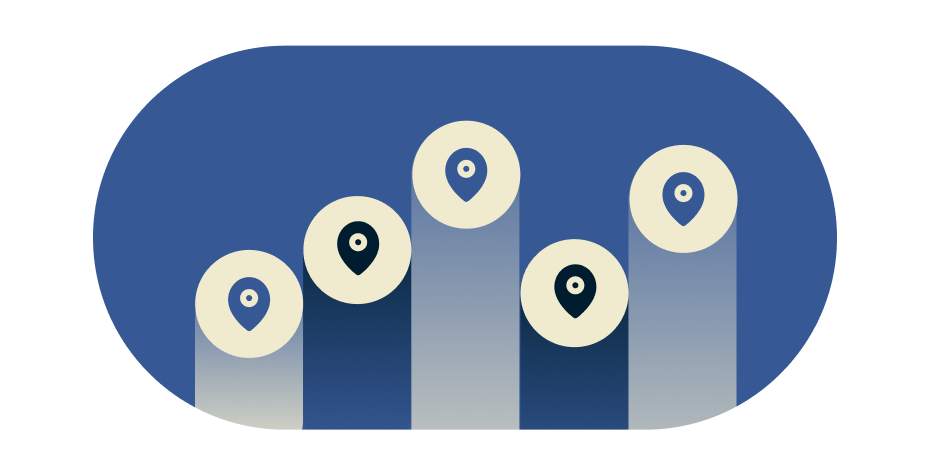 Grafik mit 5 VPN-Standorten