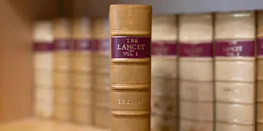 The first volume of The Lancet was published in 1823. It’s preserved in the archive of Elsevier’s London office (Photo by Alison Bert)