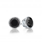 Platinum Bezel Round Black Diamond Stud Earrings 1.00 ct. tw.